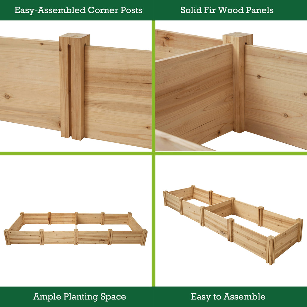 Outdoor Wood Garden Bed, 7.4 Ft L X 2 Ft W X 10.6 in H