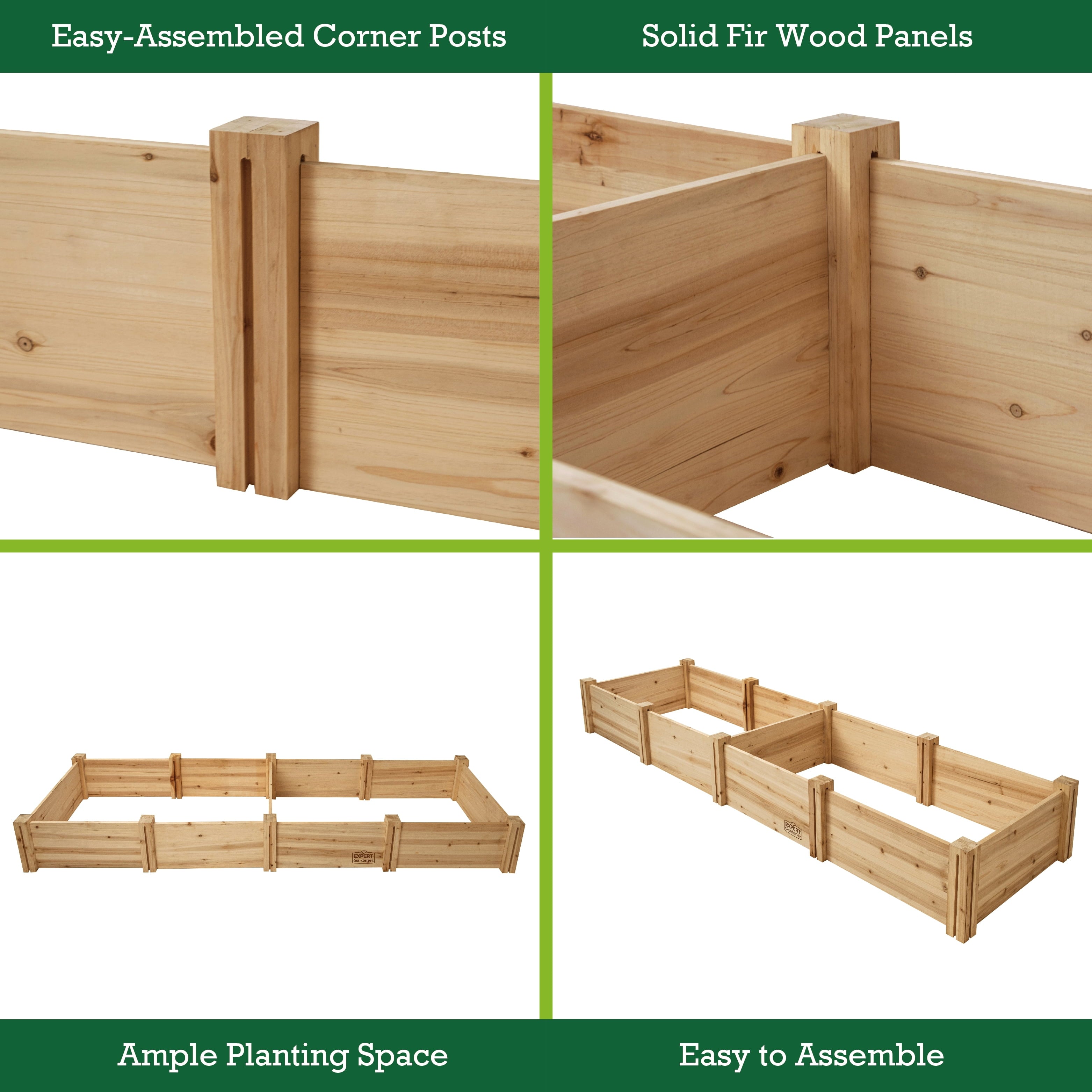 Outdoor Wood Garden Bed, 7.4 Ft L X 2 Ft W X 10.6 in H