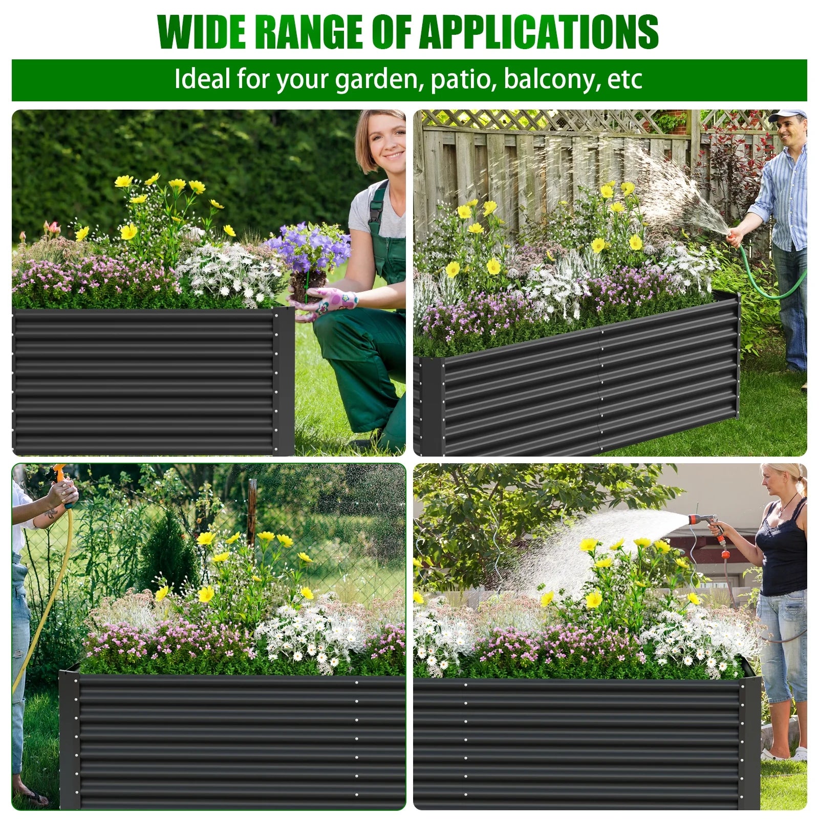 2PCS Raised Garden Bed, 6×3×1Ft Large Outdoor Metal Planter Box, 132 Gal Soil Capacity, Galvanized Raised Garden Bed Kit for Flower Plants, Fruits, Vegetable Herbs