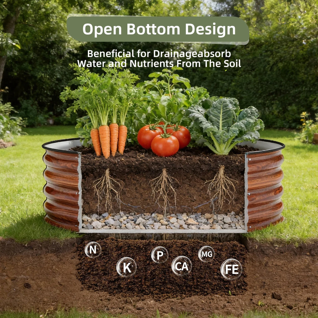 Raised Garden Bed Outdoor 3Pcs 4Ft Metal Garden Bed for Vegetables Flowers and Herbs Planter Box