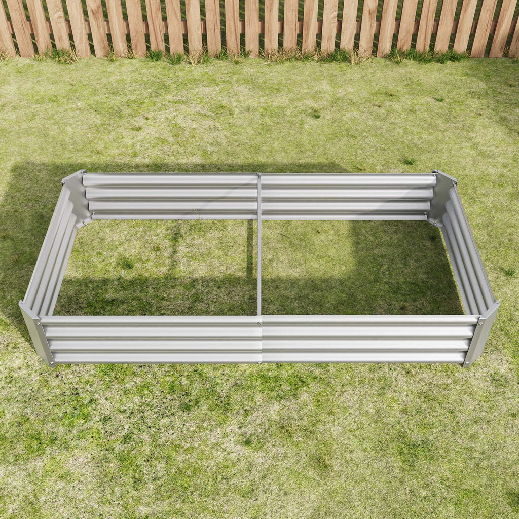 Raised Garden Bed Outdoor, Large Heavy Metal Planter Box Steel Kit for Vegetables Flowers Herb, 6 Ft X 3 Ft, Silver