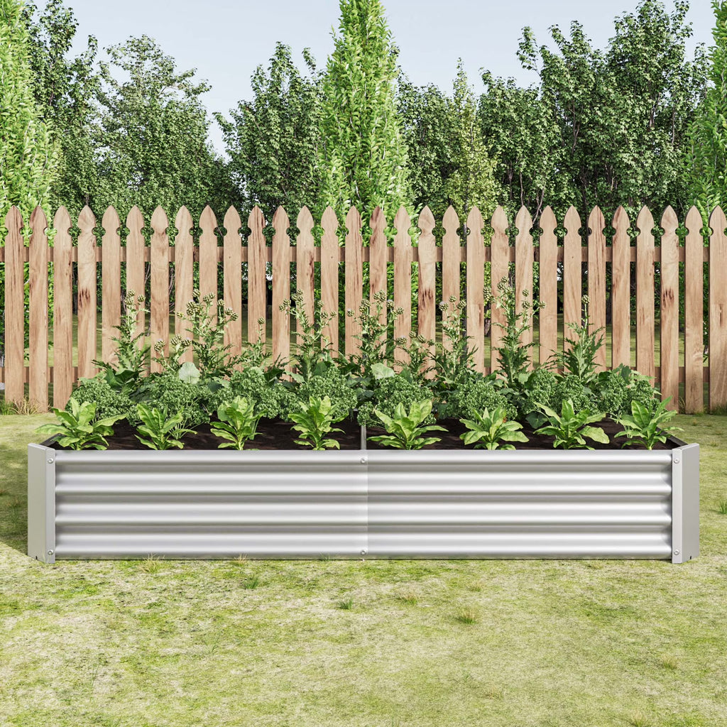 Raised Garden Bed Outdoor, Large Heavy Metal Planter Box Steel Kit for Vegetables Flowers Herb, 6 Ft X 3 Ft, Silver