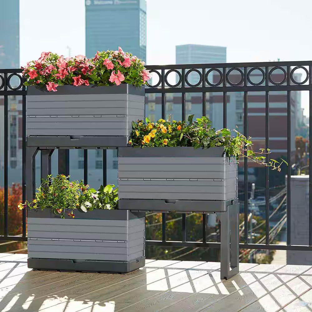 Flexspace 22 In. X 11 In. X 13 In. Gray Resin Modular Raised Garden Bed