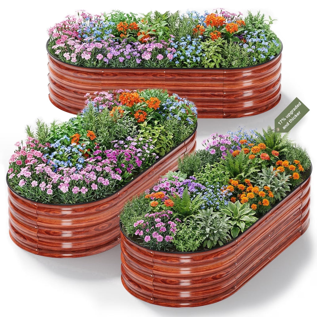 Raised Garden Bed Outdoor 3Pcs 4Ft Metal Garden Bed for Vegetables Flowers and Herbs Planter Box