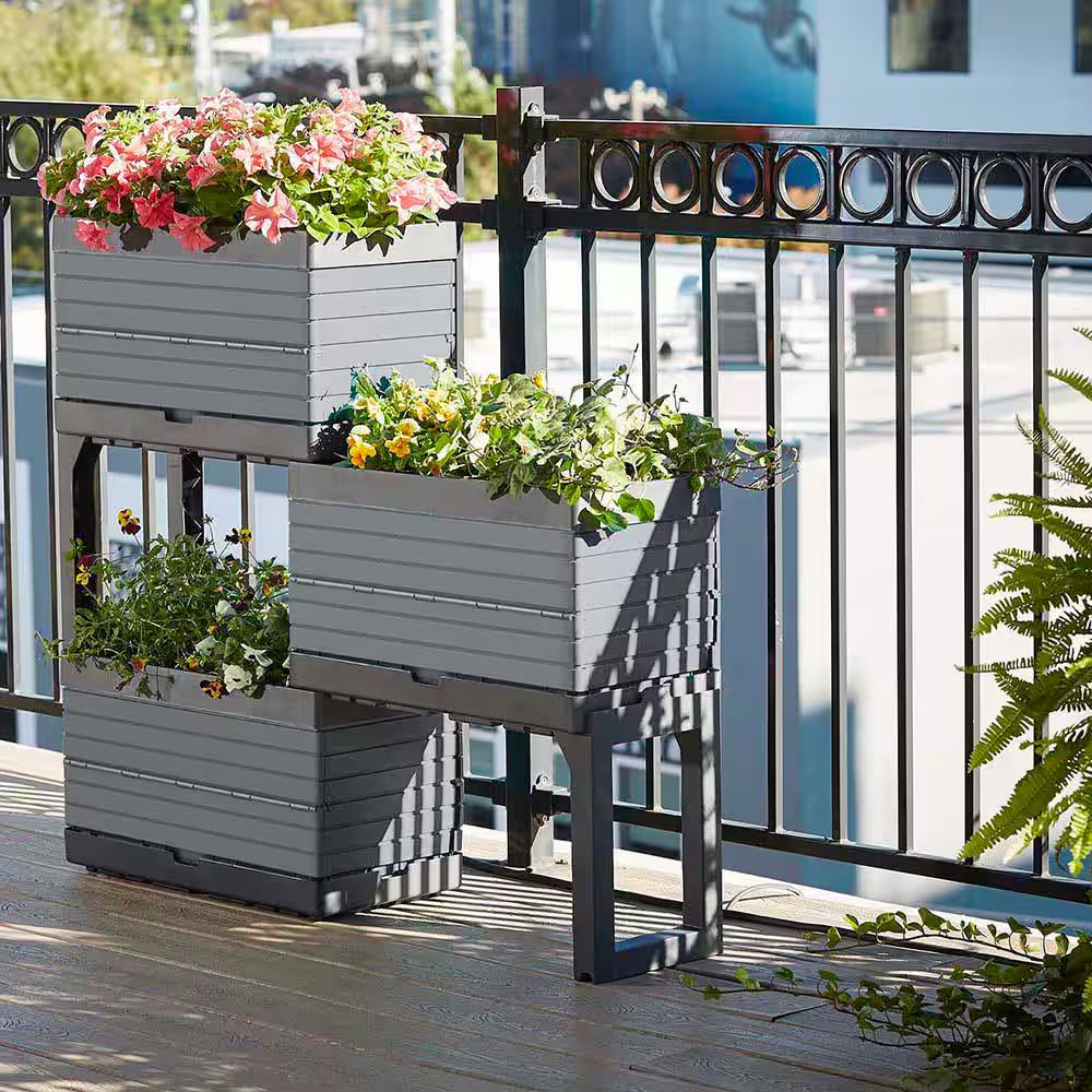 Flexspace 22 In. X 11 In. X 13 In. Gray Resin Modular Raised Garden Bed