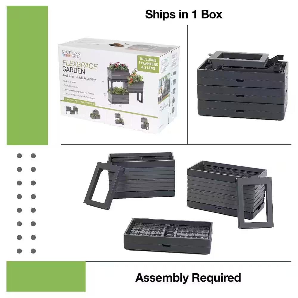 Flexspace 22 In. X 11 In. X 13 In. Gray Resin Modular Raised Garden Bed