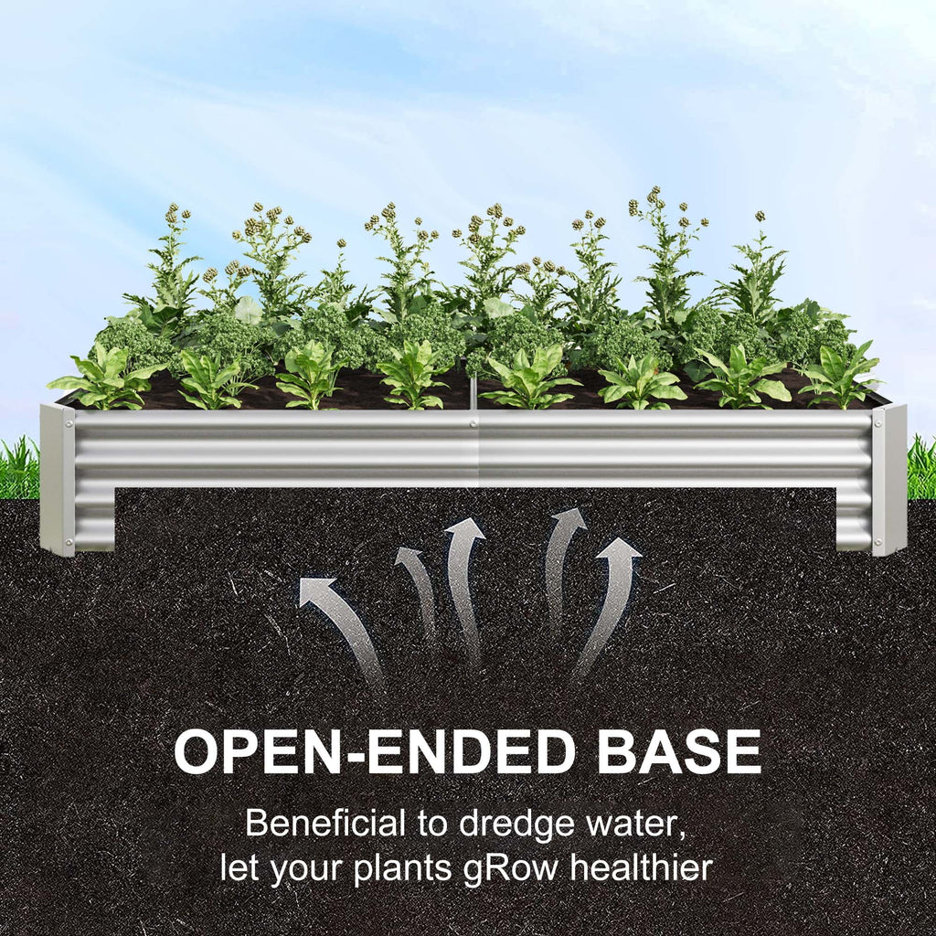 Raised Garden Bed Outdoor, Large Heavy Metal Planter Box Steel Kit for Vegetables Flowers Herb, 6 Ft X 3 Ft, Silver