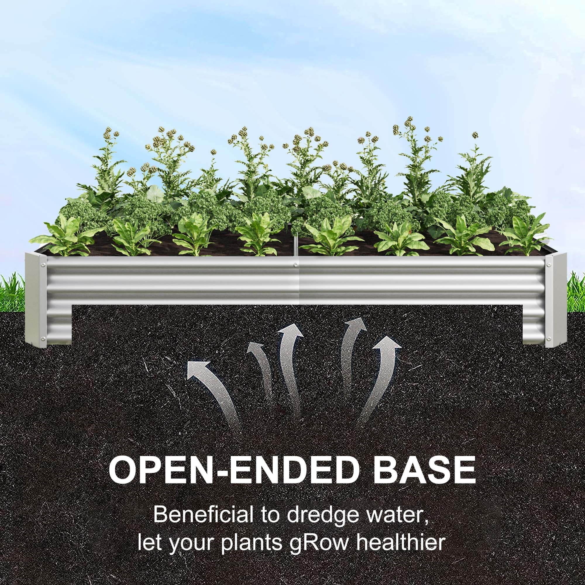 Raised Garden Bed Outdoor, Large Heavy Metal Planter Box Steel Kit for Vegetables Flowers Herb, 6 Ft X 3 Ft, Silver