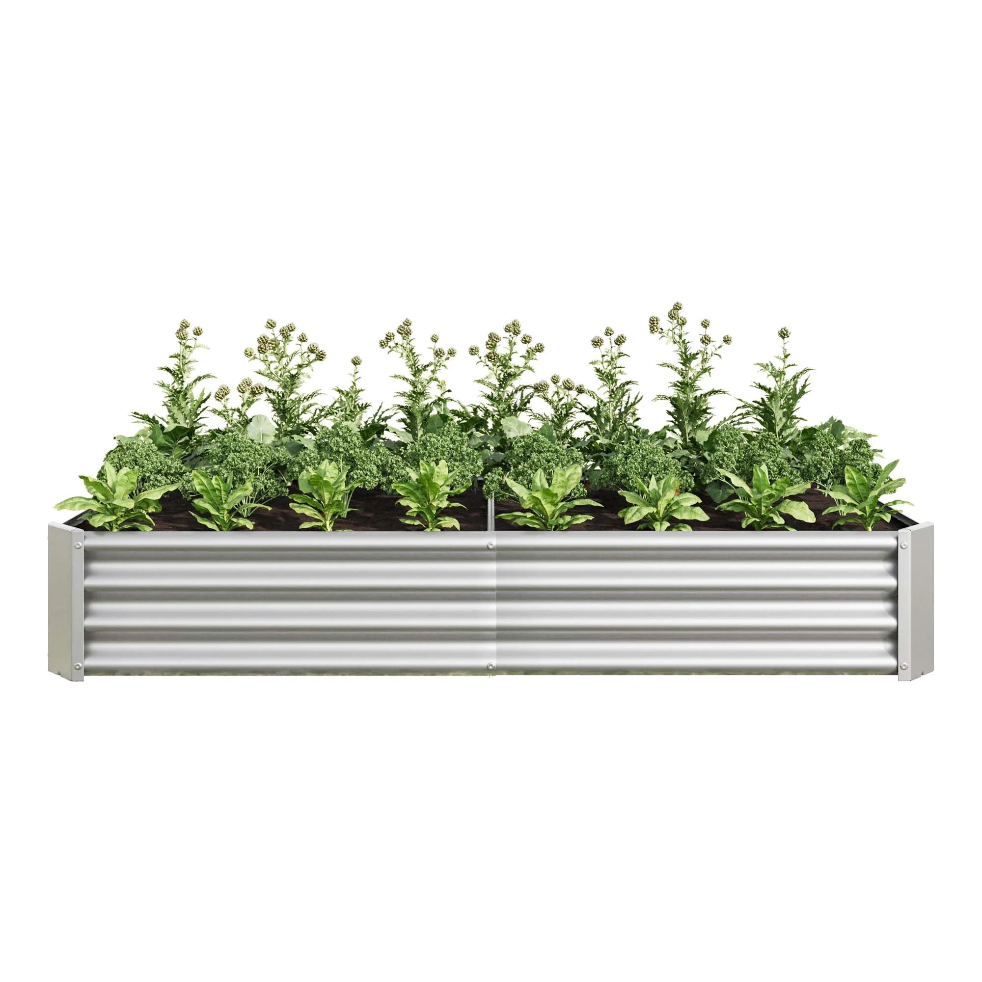 Raised Garden Bed Outdoor, Large Heavy Metal Planter Box Steel Kit for Vegetables Flowers Herb, 6 Ft X 3 Ft, Silver