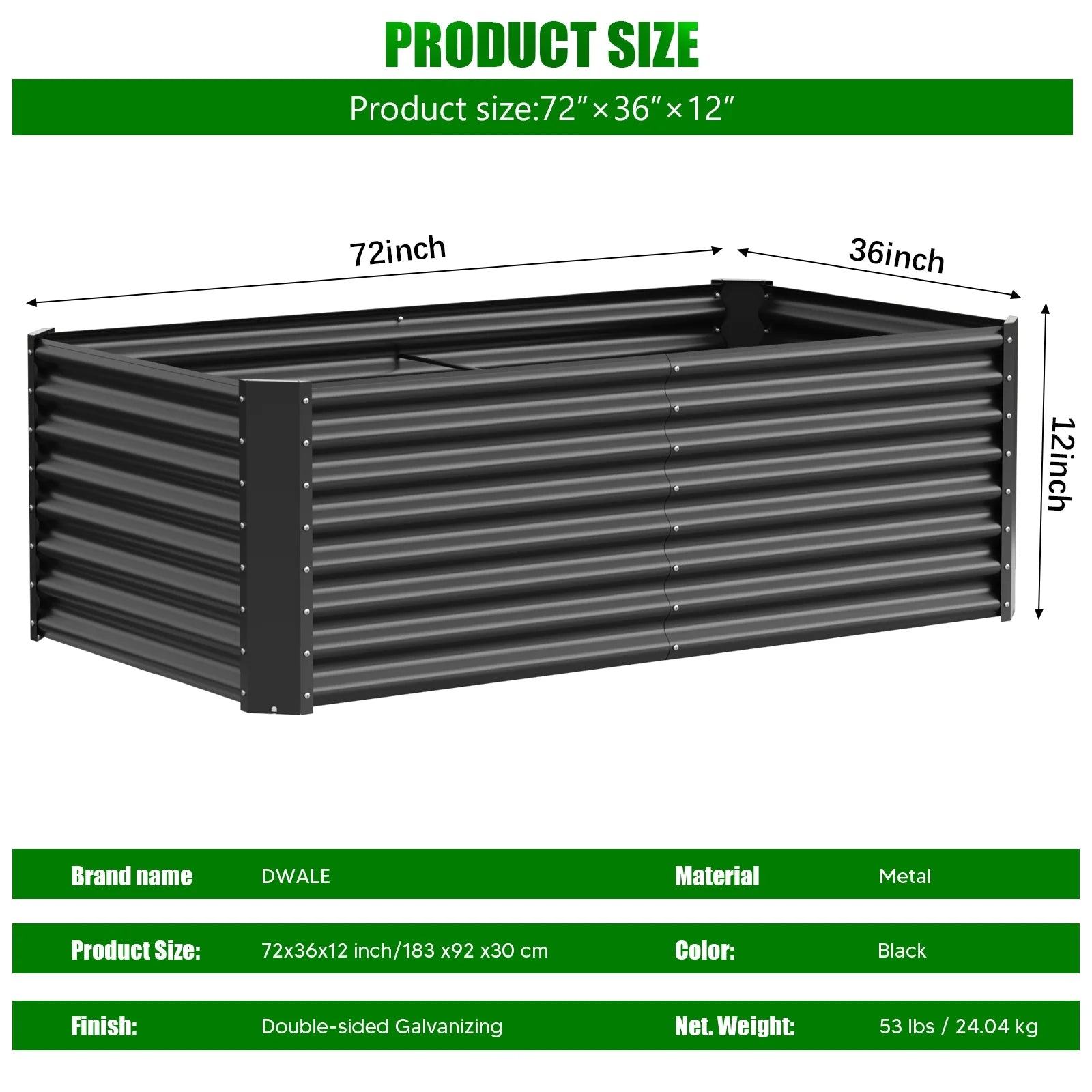 2PCS Raised Garden Bed, 6×3×1Ft Large Outdoor Metal Planter Box, 132 Gal Soil Capacity, Galvanized Raised Garden Bed Kit for Flower Plants, Fruits, Vegetable Herbs