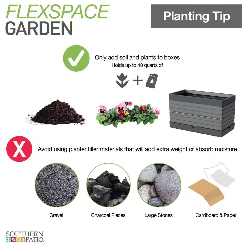Flexspace 22 In. X 11 In. X 13 In. Gray Resin Modular Raised Garden Bed