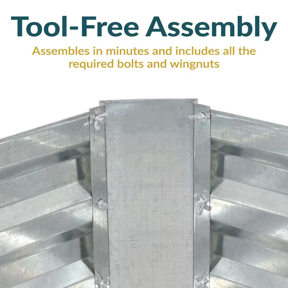 L-Shaped Silver Galvanized Steel Raised Garden Bed