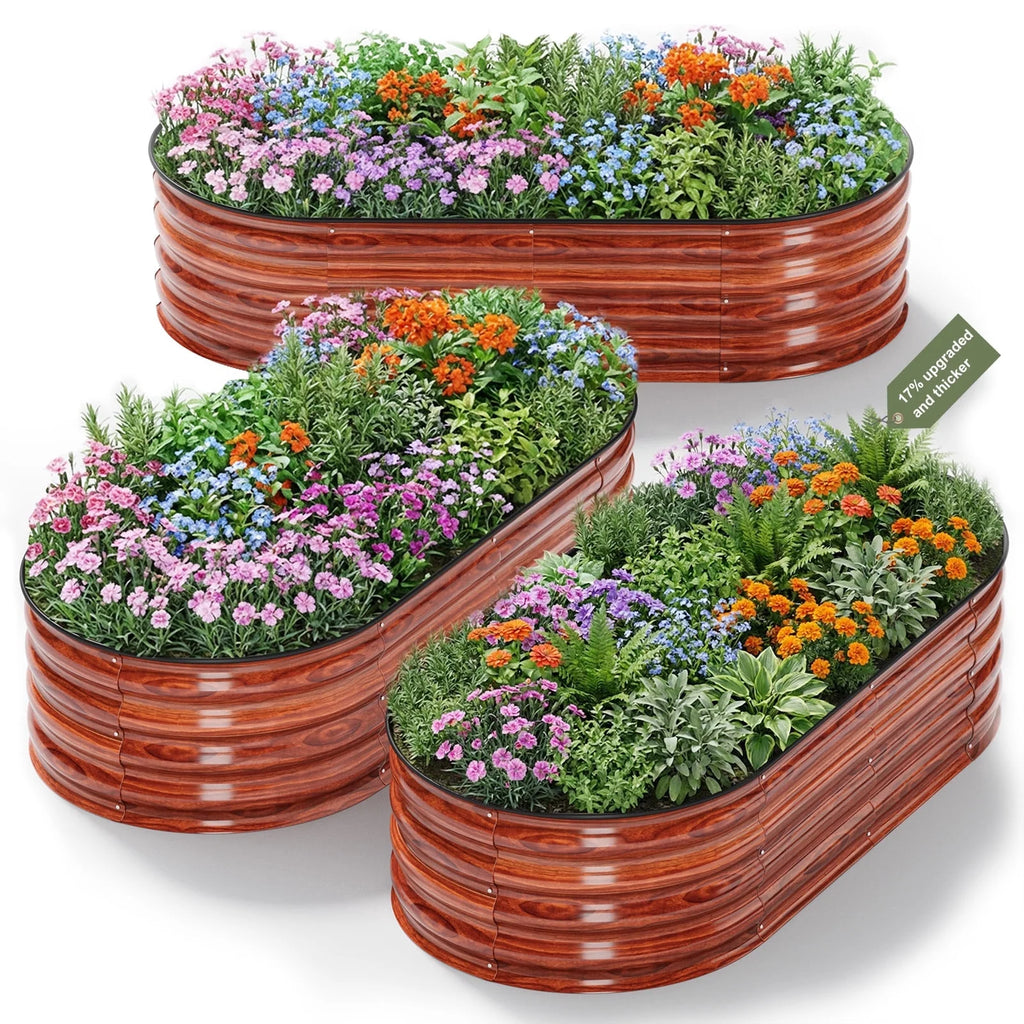 Raised Garden Bed Outdoor 3Pcs 4Ft Metal Garden Bed for Vegetables Flowers and Herbs Planter Box
