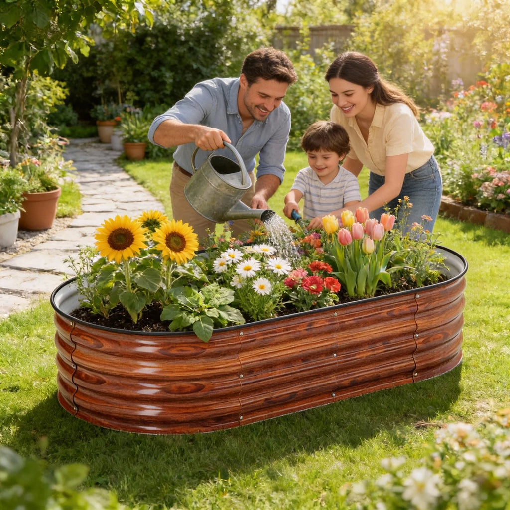 Raised Garden Bed Outdoor 3Pcs 4Ft Metal Garden Bed for Vegetables Flowers and Herbs Planter Box