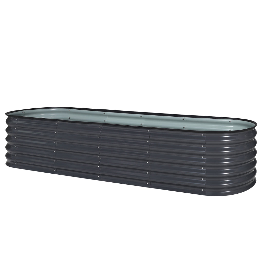 Large Galvanized Metal Garden Bed, 8' x 2' x 1.4' Multi-Functional Planter Box for Herbs and Flowers, Gray