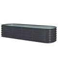 Large Galvanized Metal Garden Bed, 8' x 2' x 1.4' Multi-Functional Planter Box for Herbs and Flowers, Gray