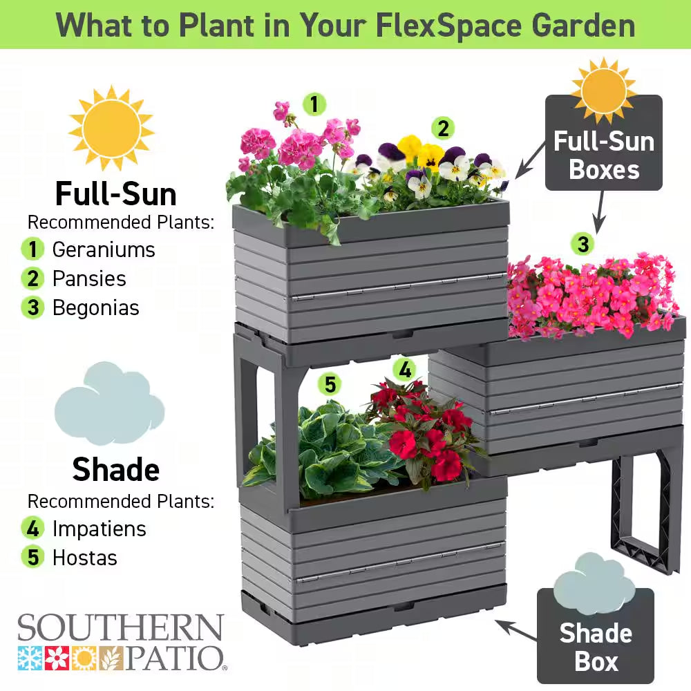 Flexspace 22 In. X 11 In. X 13 In. Gray Resin Modular Raised Garden Bed