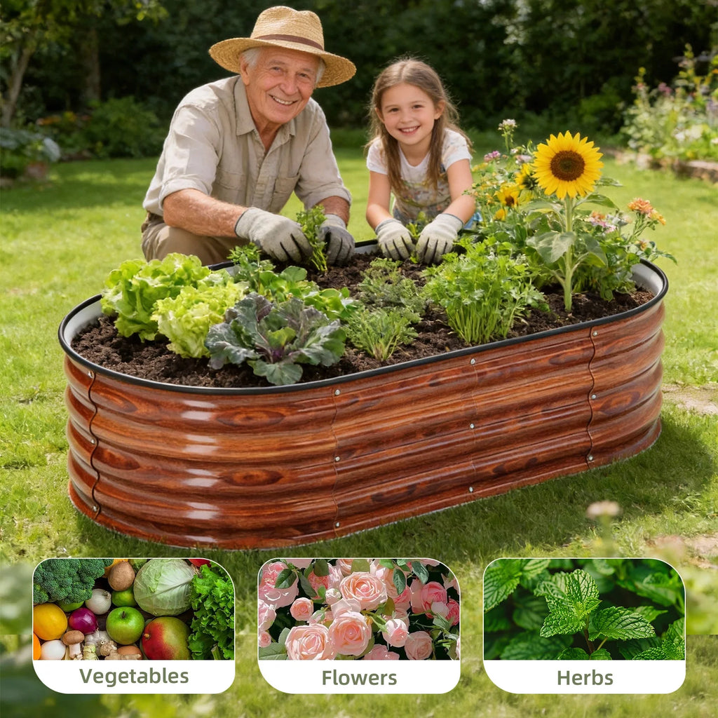 Raised Garden Bed Outdoor 3Pcs 4Ft Metal Garden Bed for Vegetables Flowers and Herbs Planter Box