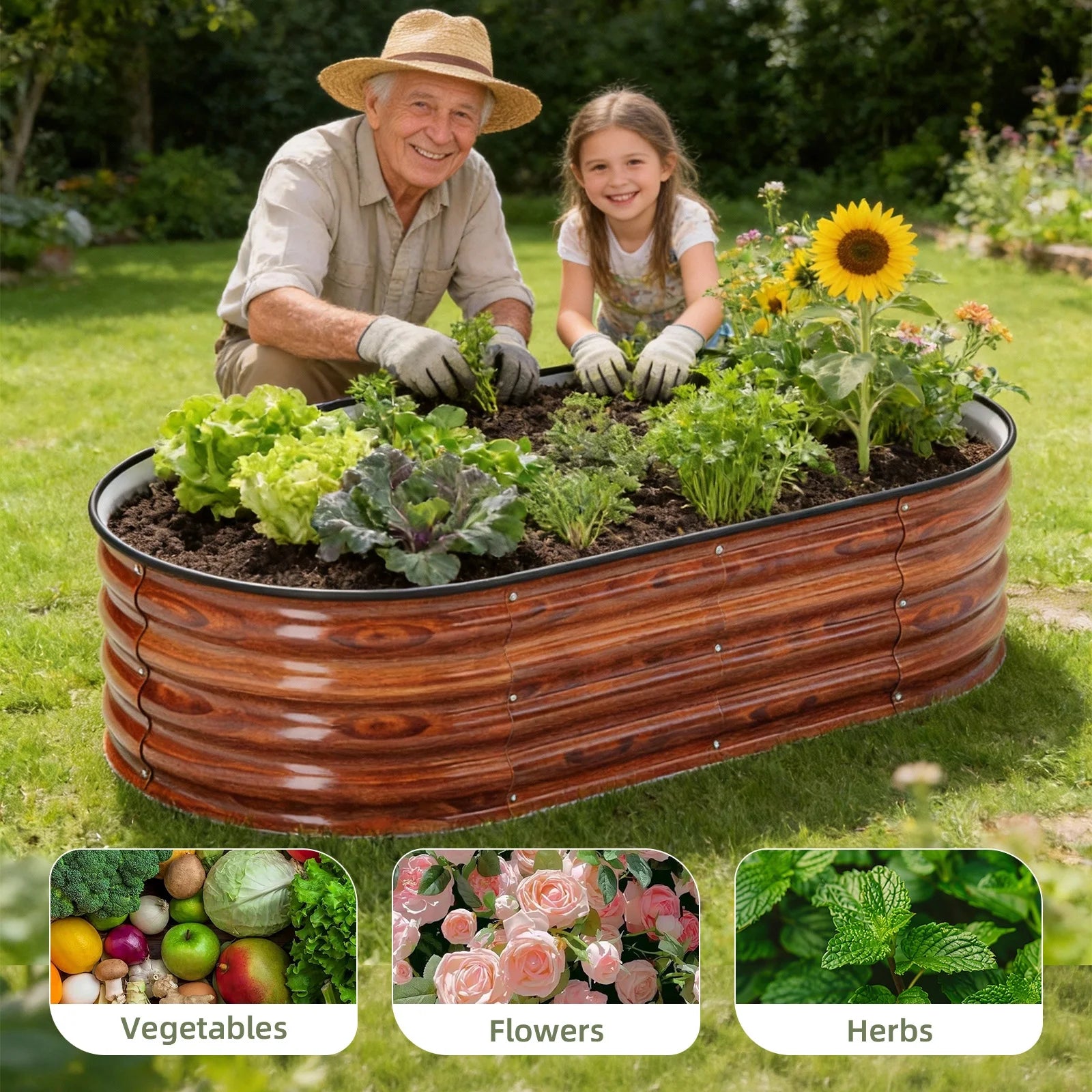 Raised Garden Bed Outdoor 3Pcs 4Ft Metal Garden Bed for Vegetables Flowers and Herbs Planter Box