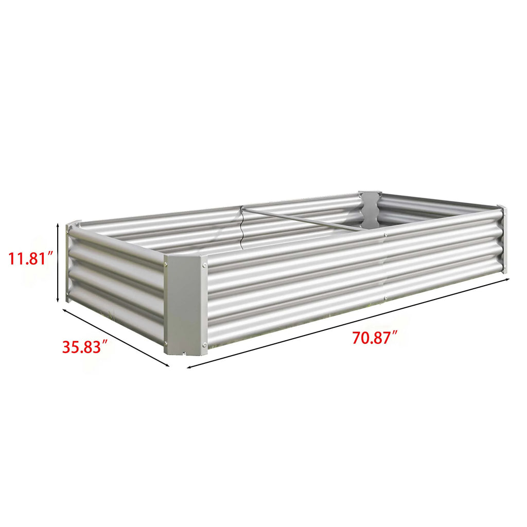 Raised Garden Bed Outdoor, Large Heavy Metal Planter Box Steel Kit for Vegetables Flowers Herb, 6 Ft X 3 Ft, Silver