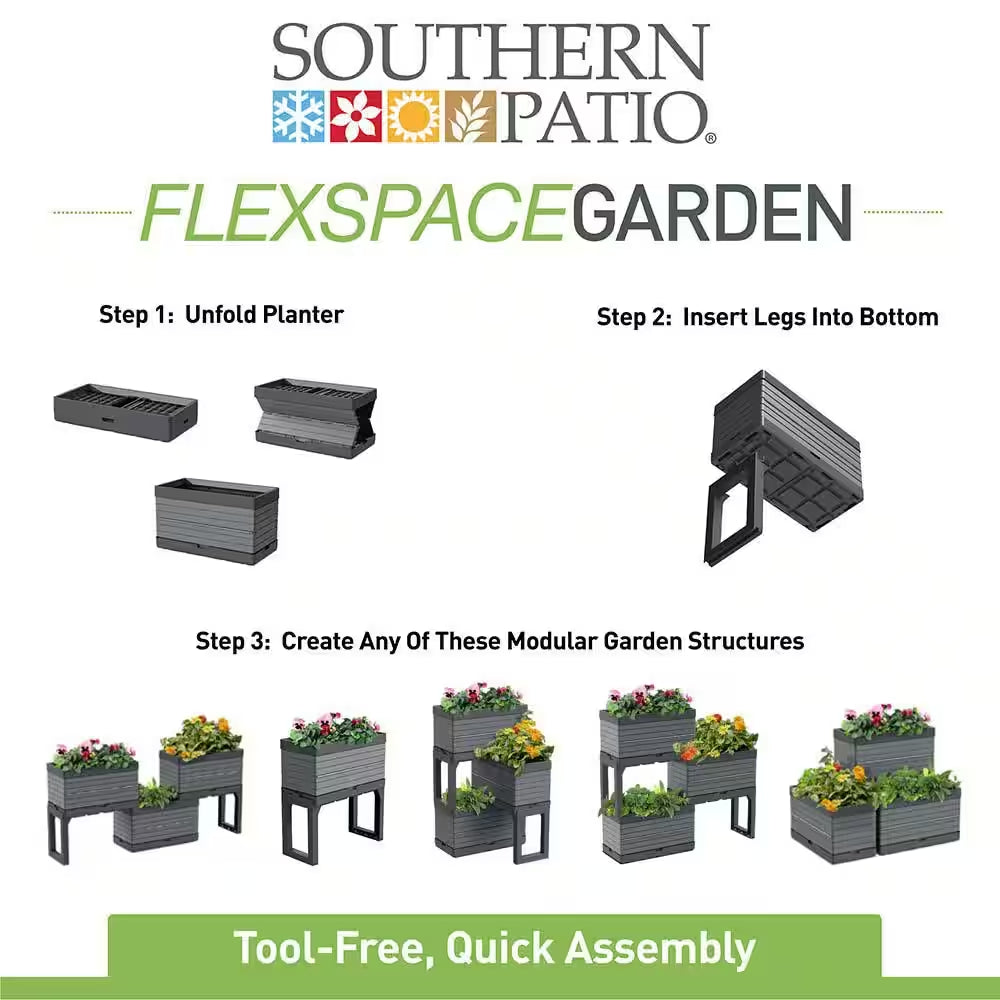 Flexspace 22 In. X 11 In. X 13 In. Gray Resin Modular Raised Garden Bed