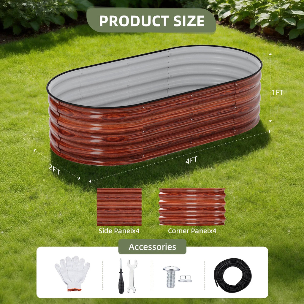 Raised Garden Bed Outdoor 3Pcs 4Ft Metal Garden Bed for Vegetables Flowers and Herbs Planter Box