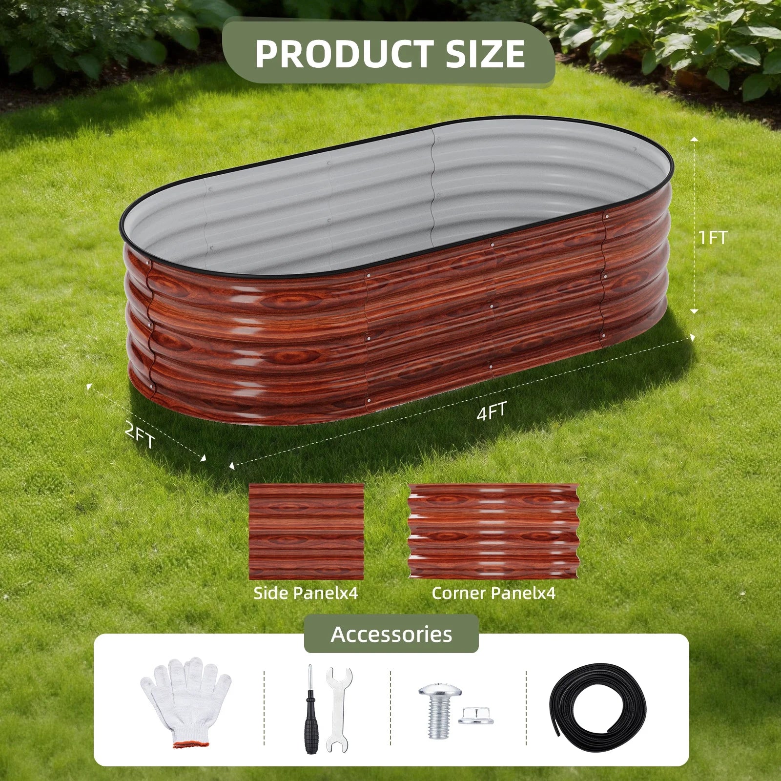 Raised Garden Bed Outdoor 3Pcs 4Ft Metal Garden Bed for Vegetables Flowers and Herbs Planter Box