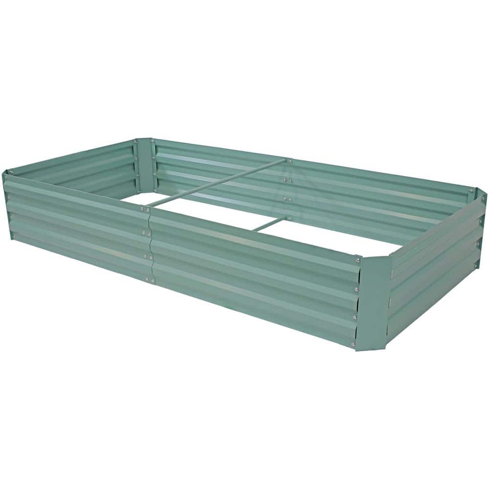 Galvanized Steel Rectangle Metal Raised Garden Bed, 47" L x 95" W x 12" H, 4 ft x 8 ft, Green